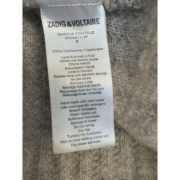 Zadig Voltaire 100% Cashmere Markus Knit Sweater Gray Neutral Luxury Designer S - Picture 9 of 11